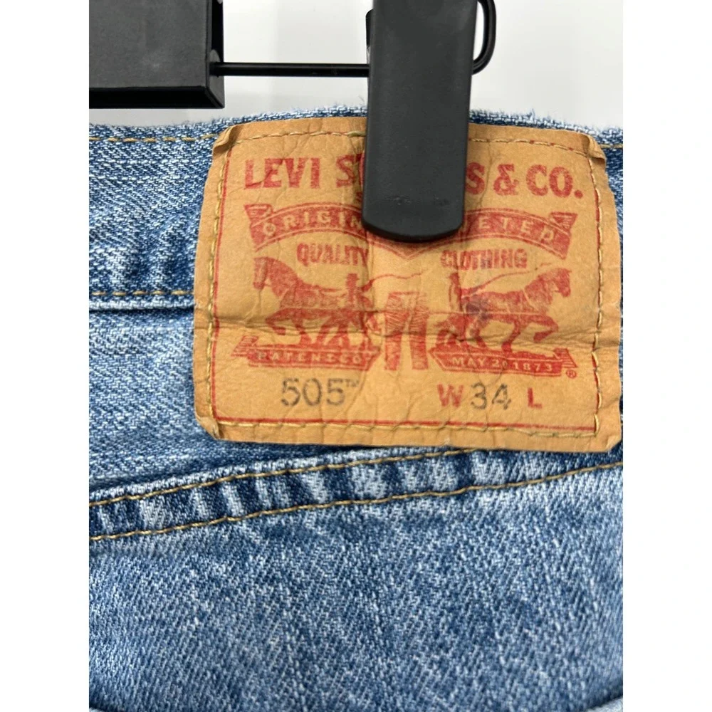 Levi's 505 Denim Shorts Mens 34 Light Wash Jean Shorts Jorts Y2K Skater Casual